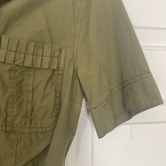 J. CREW Utility Shirt Ruffle Belted Dress - Khaki - Picture 4 of 8